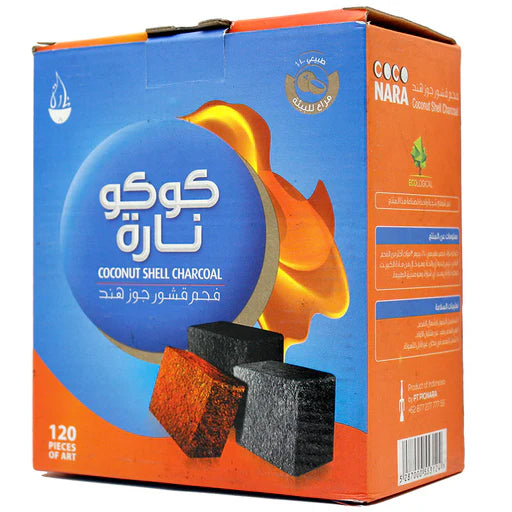 Coco Nara Flat Hookah Charcoal 120 Pieces Of Art