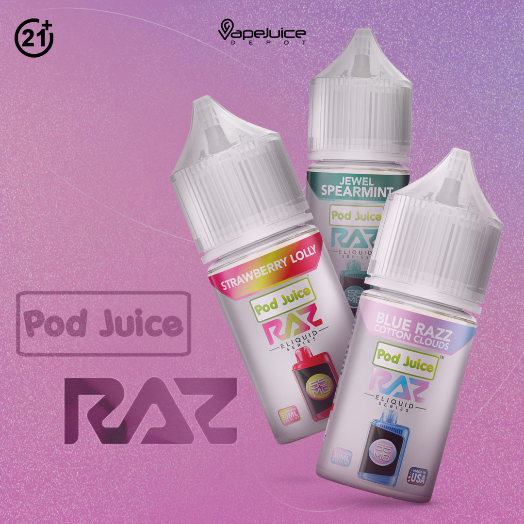 POD JUICE x RAZ SALTS 35MG AND 50MG 30ML