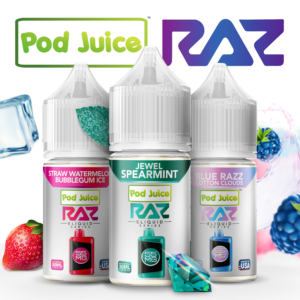 POD JUICE x RAZ SALTS 35MG AND 50MG 30ML