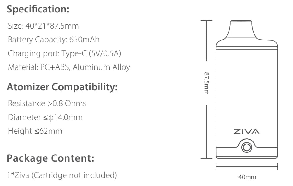 Yocan ZIVA Discreet 510 Cart Battery